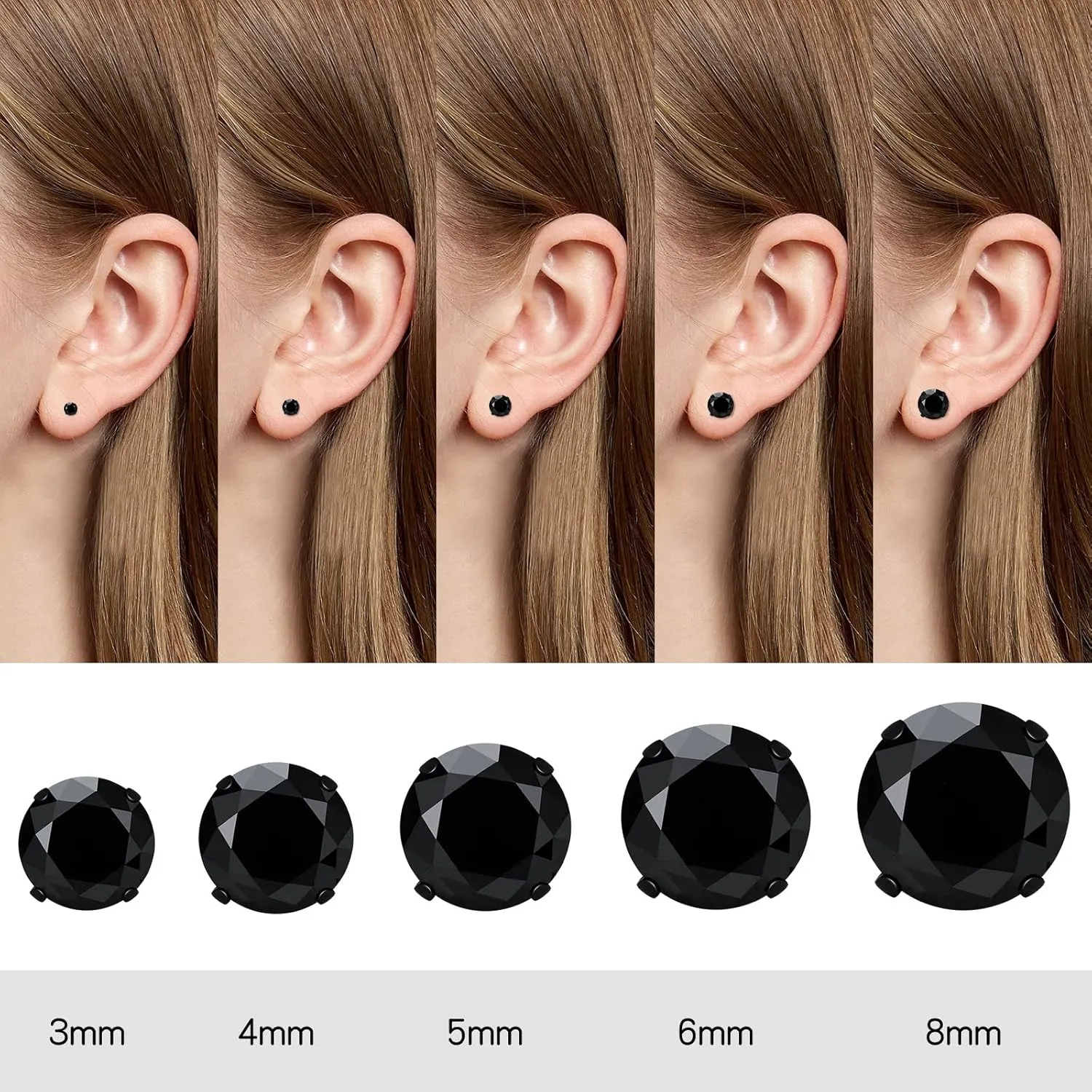 10 Pairs Surgical Steel Stud Earrings Set, Silver and 14K Gold Plated Hypoallergenic Earrings Studs Set for Women, Stainless Steel Cubic Zirconia Waterproof Non Tarnish