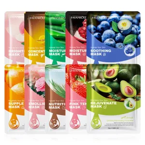 10 Piece Fruit Face Masks For Hydrating & Brightening Skin