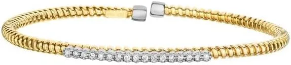 14 Karat Gold Polished Super Fancy Ladies Bangle, & 3 mm, Yellow White