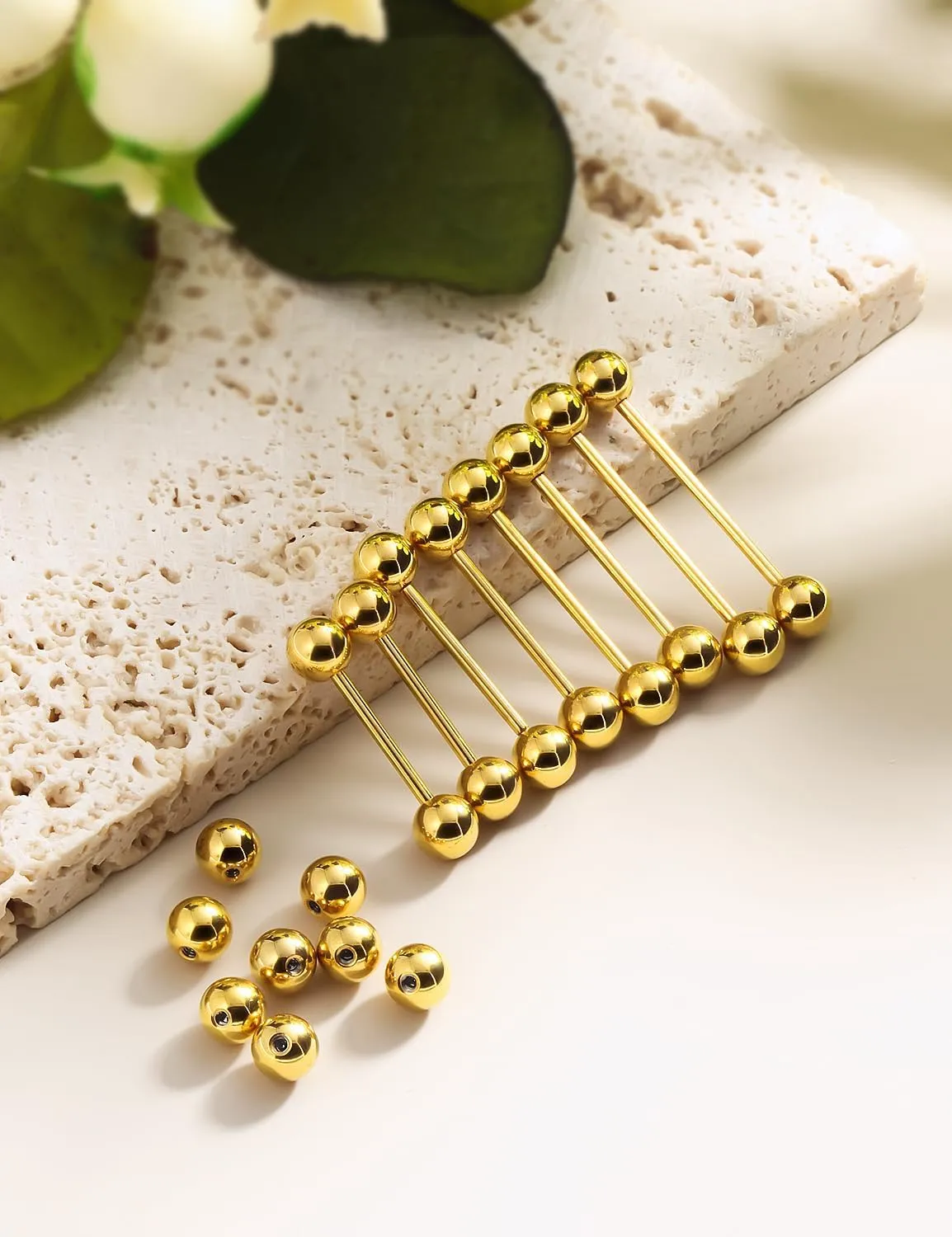 14G 16G Nipple Tongue Rings Stainless Steel Straight Barbells Piercing Jewelry Short Long Bar Silver Black Gold Bridge Piercings For Women Men 12Mm 14Mm 16Mm 18Mm Length Ball Size 5MM 6MM