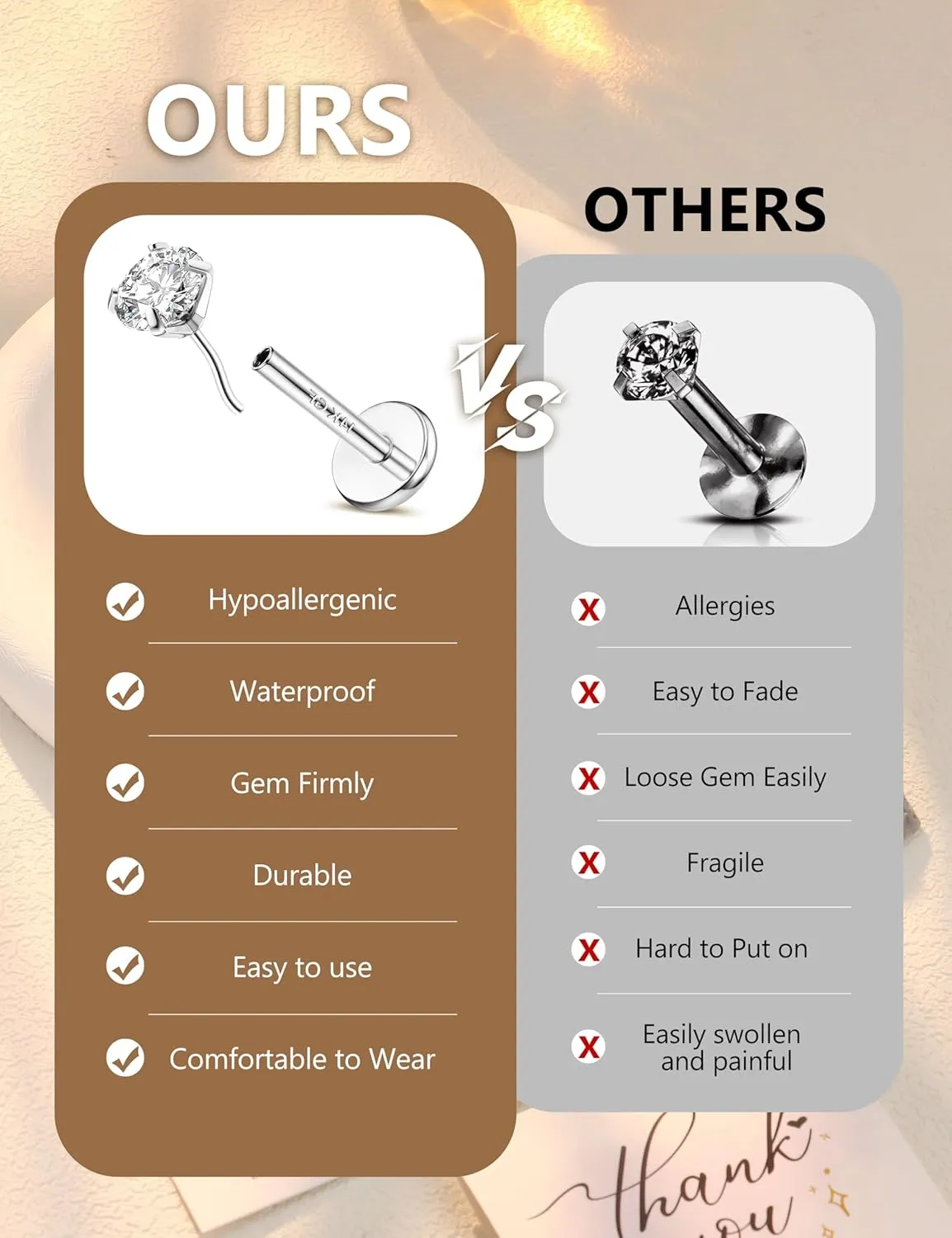 14K Gold Filled Nose Rings Studs Hoops for Women Men: 20G 18G 316L Surgical Stainless Steel Hypoallergenic Dainty Simulated Diamond L Shaped/Corkscrew/Straight/Push Back Nostril Piercing Jewelry