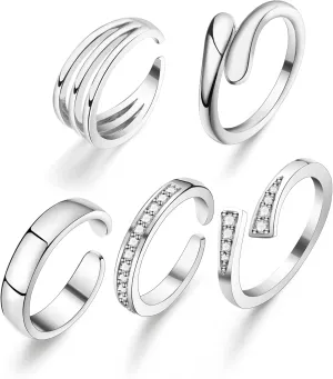 14k Gold Filled Toe Rings for Women Non Tarnish Adjustable Silver Toe Ring Simple Hug CZ Triple Open Band Ring Summer Beach Toe Jewelry for Women Sexy