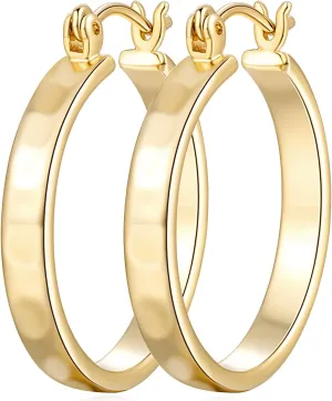 14K Gold Hoop Earrings for Women Trendy Gold Earrings for Women Polished Classic Dainty Womens Earring Hoops 26mm