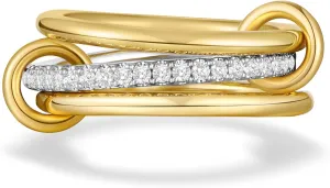 14K Gold Plated Stackable Rings,3 CZ Cubic Zirconia Ring Set,Silver & Gold Stacking Rings, Multi-Link Connected,Statement Interlocking Band for Women, Hypoallergenic, Non Tarnish wedding ring