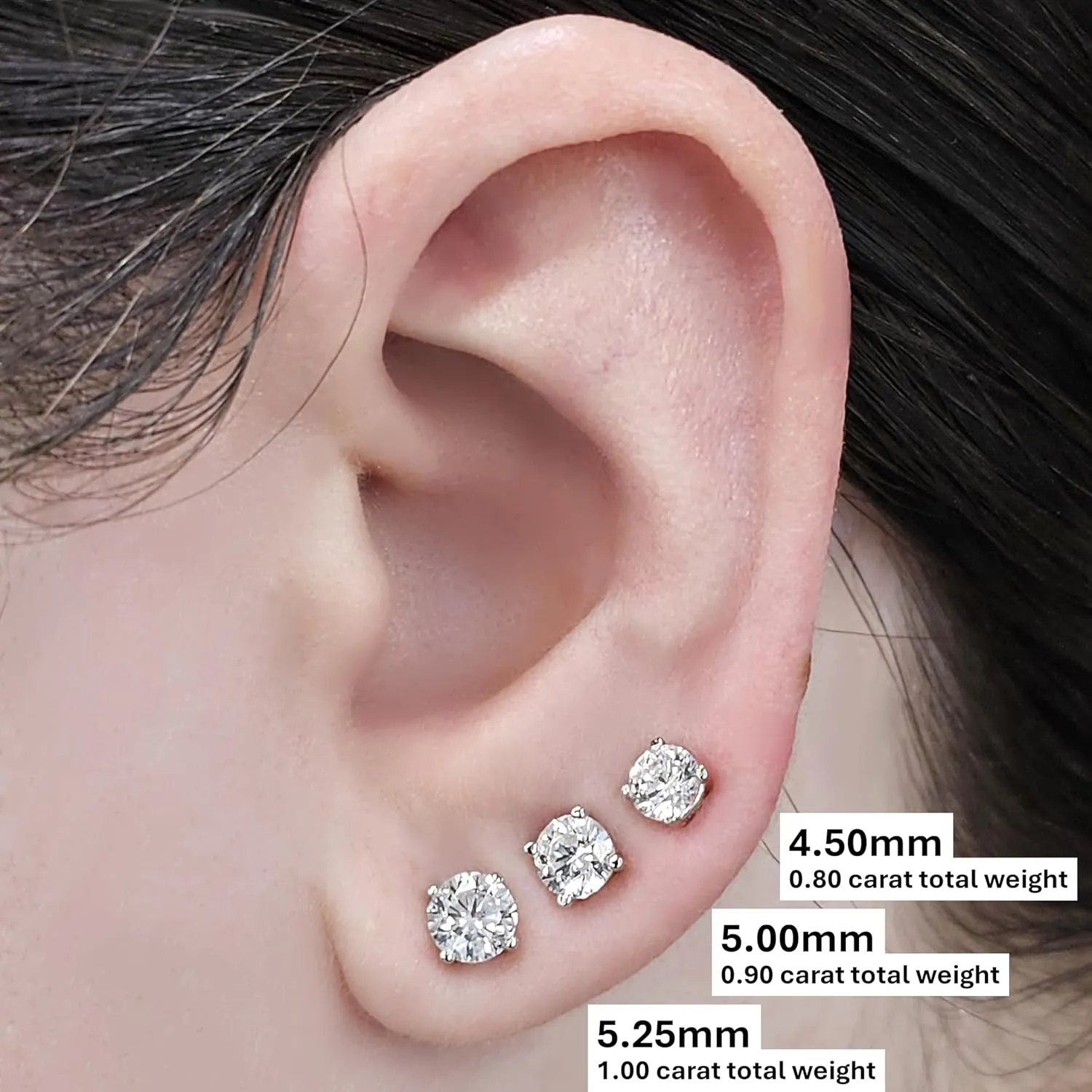14K Solid Gold Post & Silver Simulated Diamond Stud Earrings-cubic zirconia earrings studs .30ct to 8.00ct