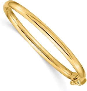 14k Yellow Gold 3.75mm Hinged Safety Clasp Baby Bangle Cuff Bracelet