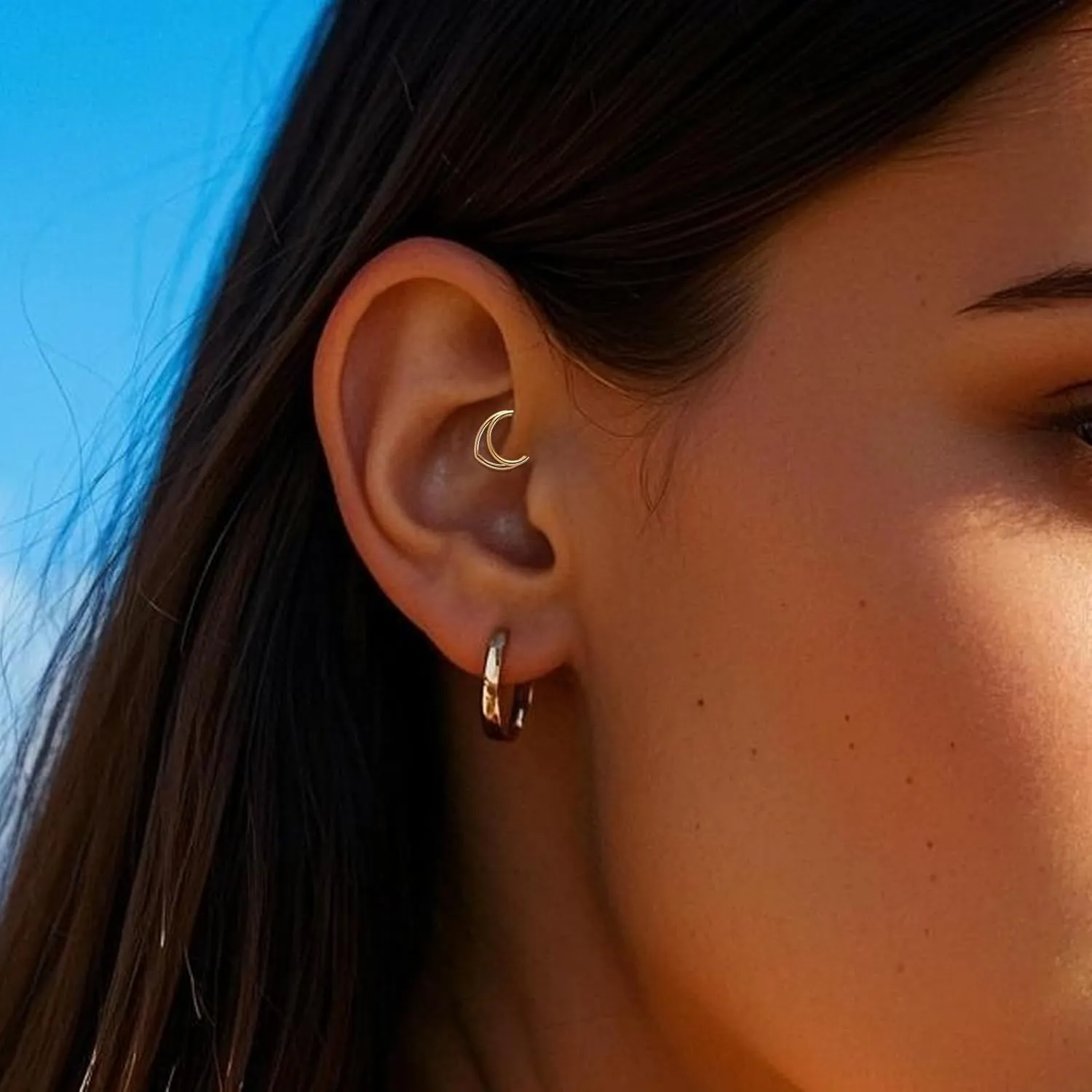 16g Septum Ring Hoops: Surgical Steel Double Ring Nose Rings, Hinged Segment Nose Lips Helix Cartilage Clicker Hoop Earrings Daith Piercing Rings for Women Men 8mm 10mm