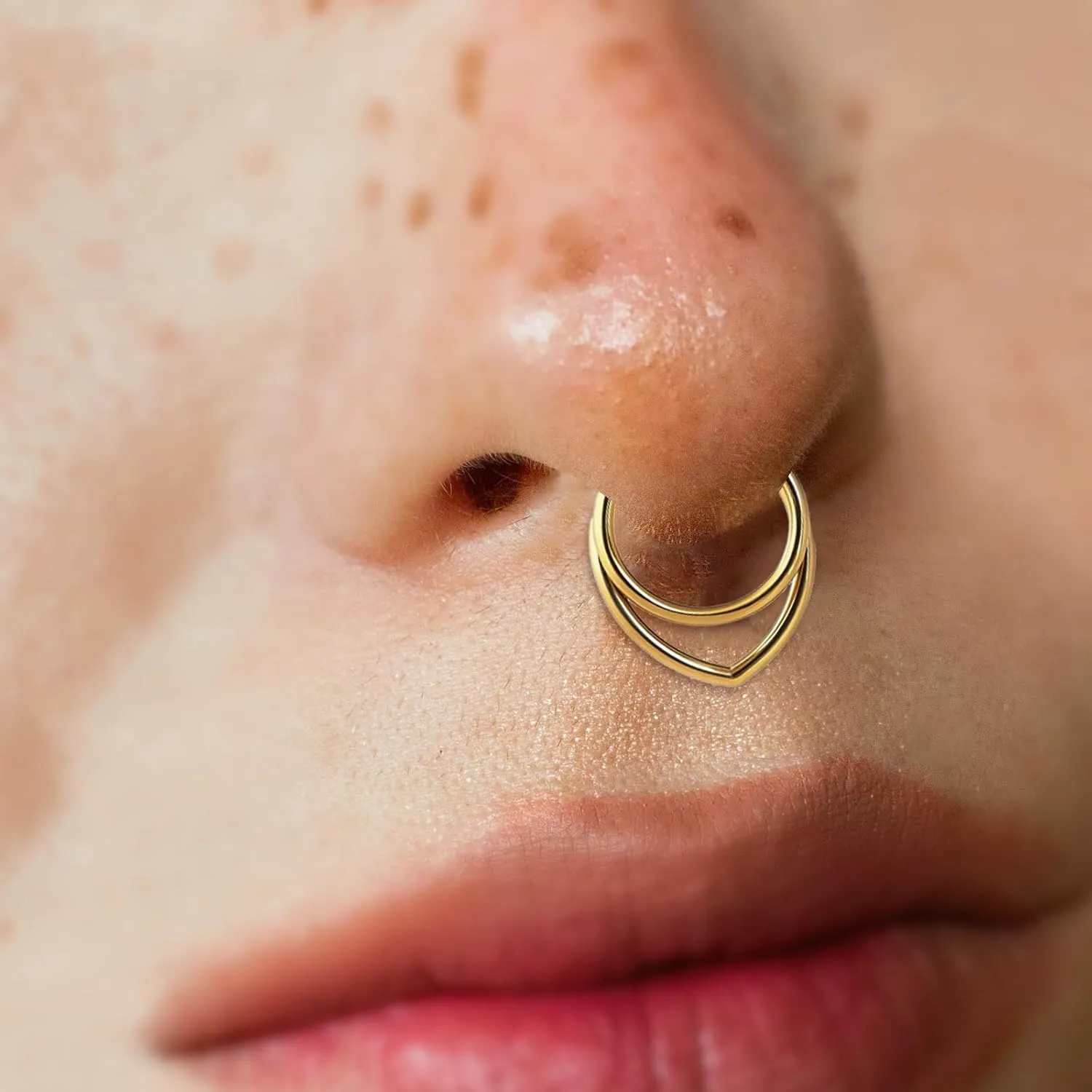 16g Septum Ring Hoops: Surgical Steel Double Ring Nose Rings, Hinged Segment Nose Lips Helix Cartilage Clicker Hoop Earrings Daith Piercing Rings for Women Men 8mm 10mm