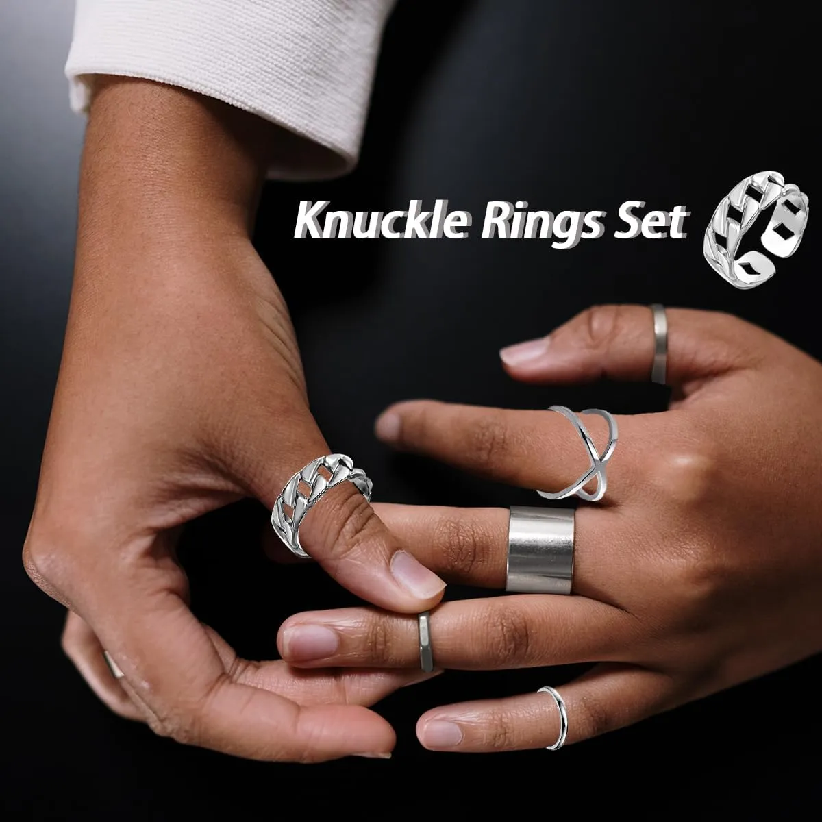 17PCS Knuckle Rings for Women Stainless Steel Rings Set Stackable Finger Rings Silver Knuckle Rings for Women Stackable Rings Sets Adjustable Knuckle Stackable Rings Midi Ring Set for Women