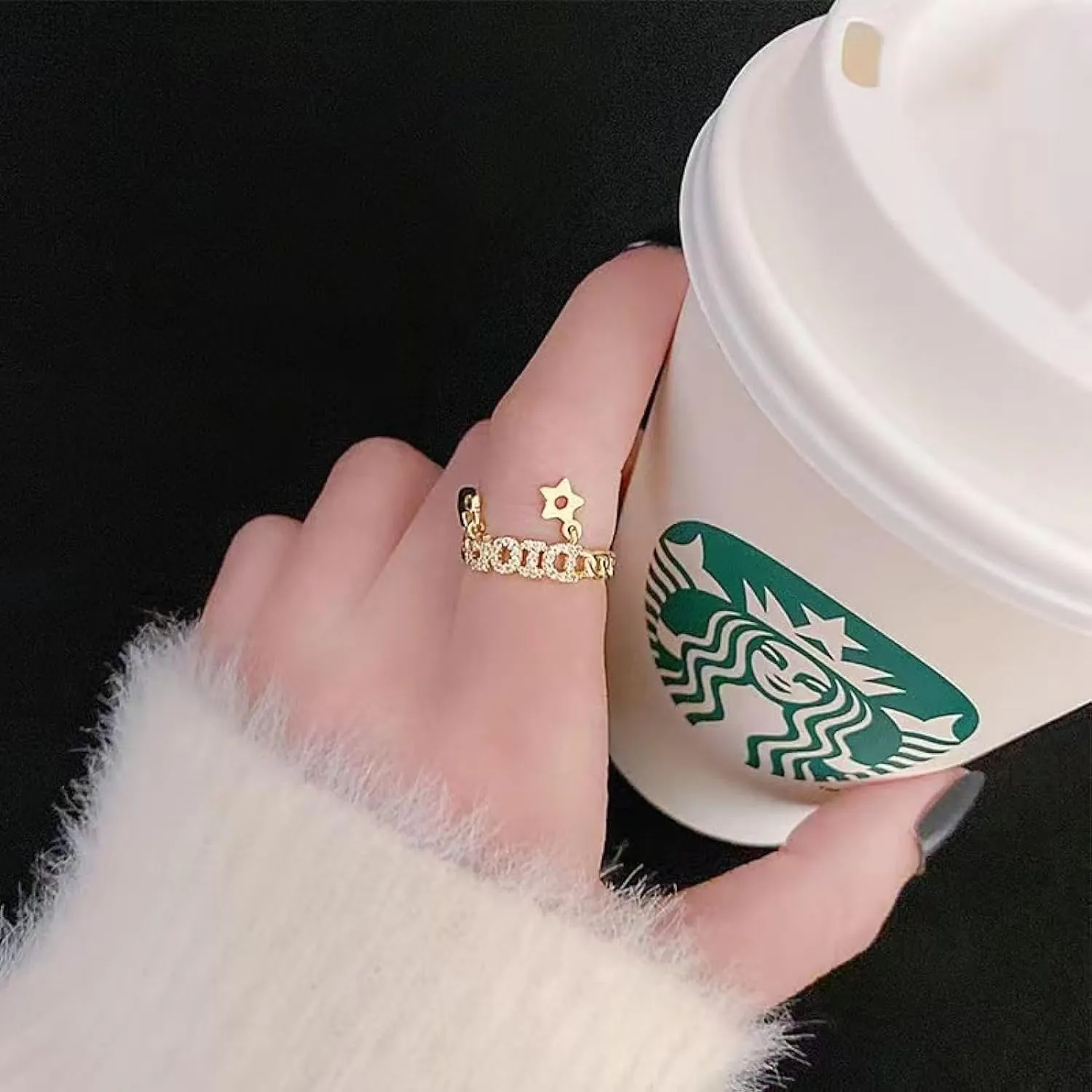 18k Gold Plated Adjustable Rings - Chunky Heart, Cross, T Bar & Butterfly Rings with Cubic Zirconia Diamonds - Size 5-8