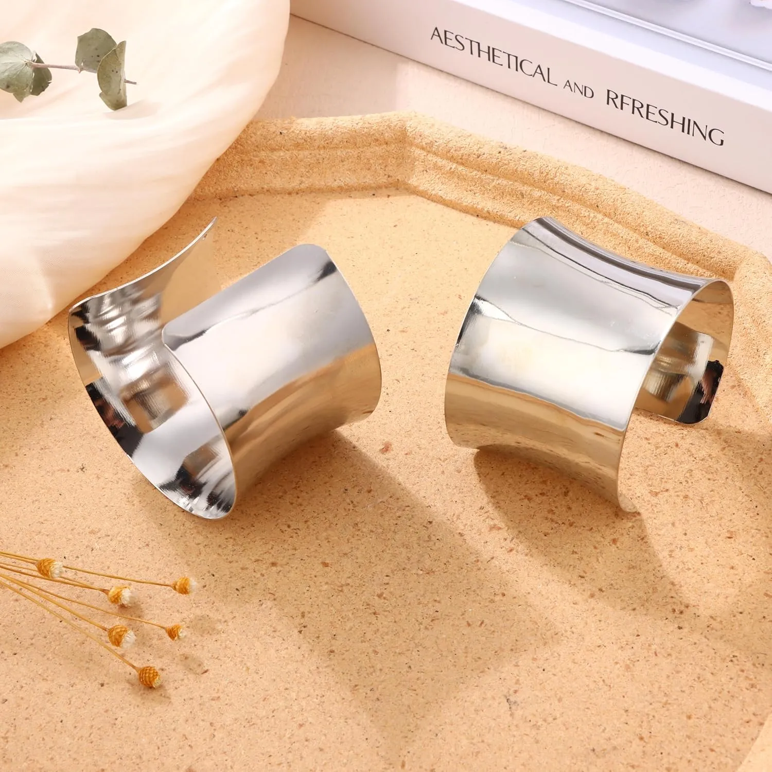 2-4PCS Gold Cuff Bracelets for Women Gold Bangle Bracelets Set Gold Cuff Jewelry Gold Open Wide Bracelets Adjustable