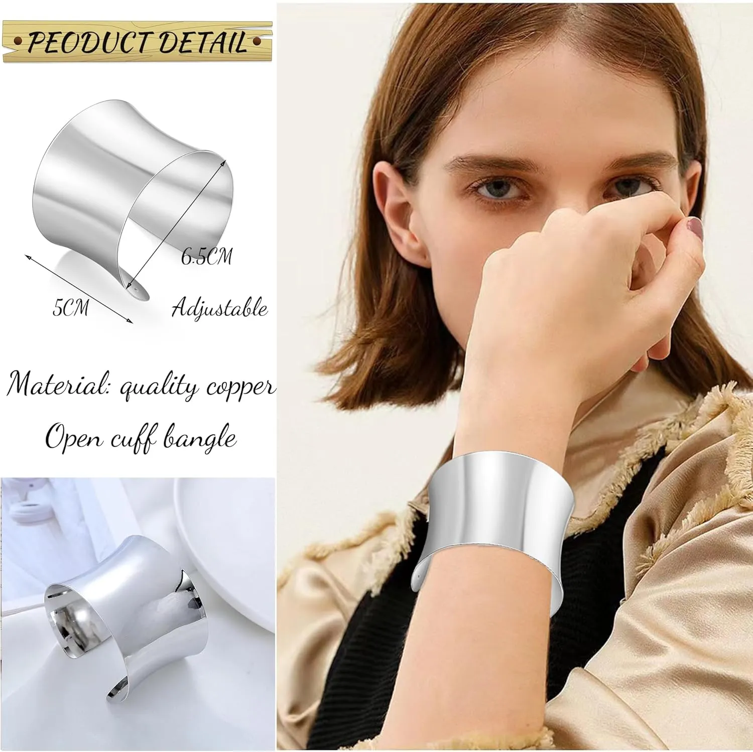 2-4PCS Gold Cuff Bracelets for Women Gold Bangle Bracelets Set Gold Cuff Jewelry Gold Open Wide Bracelets Adjustable