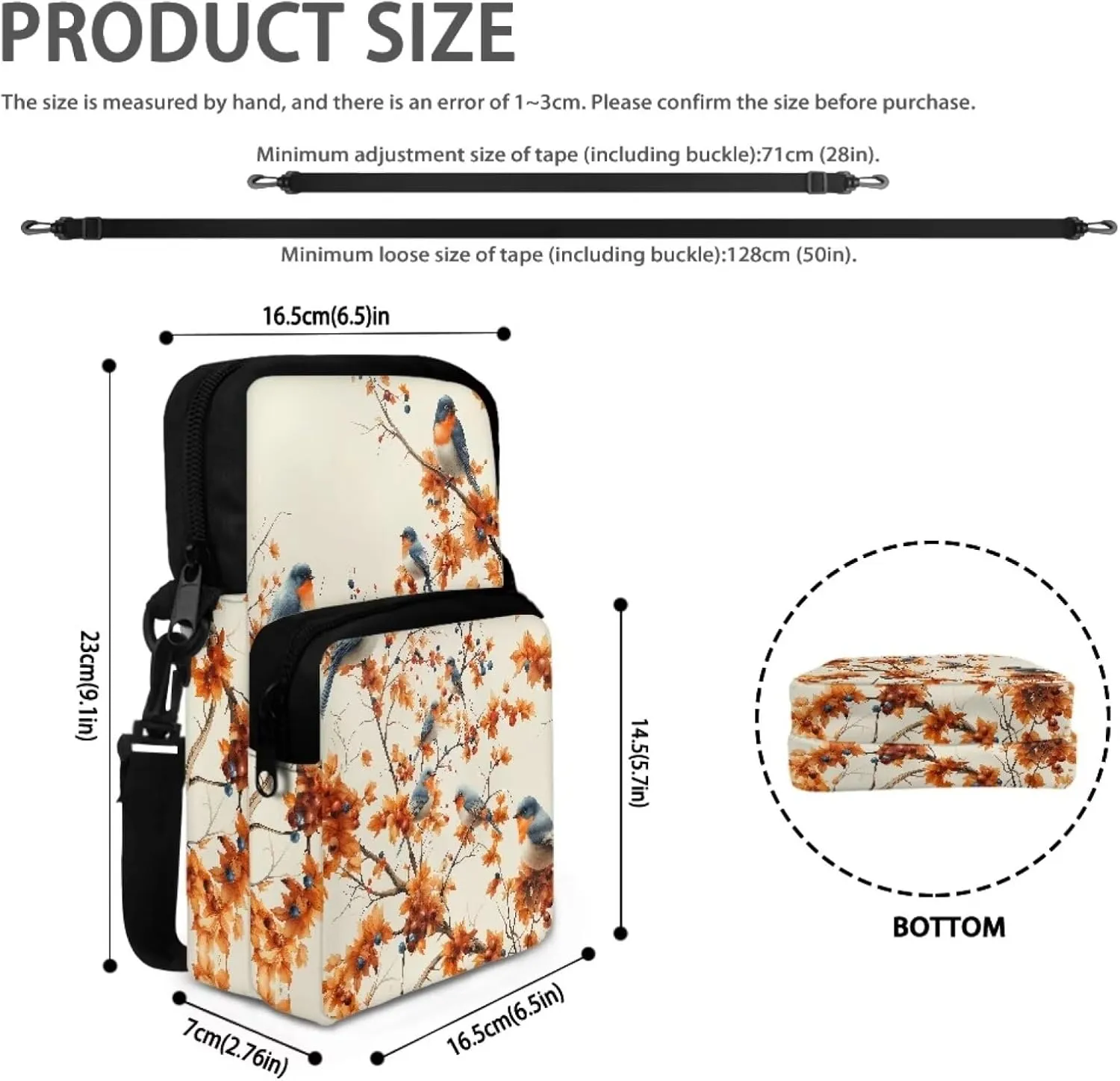 2 Layer Shoulder Bags Portable Satchel Crossbody Bag Chest Bag for Kids Girls Boys
