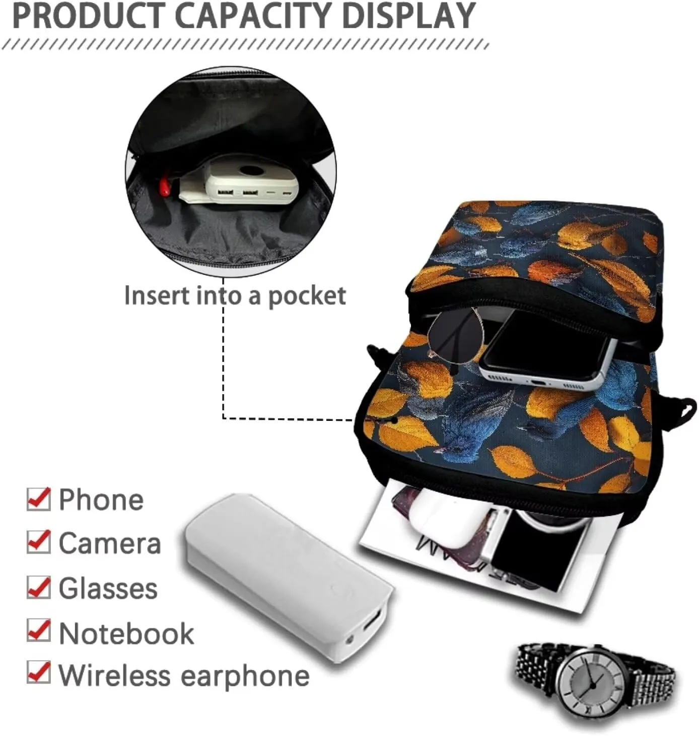 2 Layer Shoulder Bags Portable Satchel Crossbody Bag Chest Bag for Kids Girls Boys