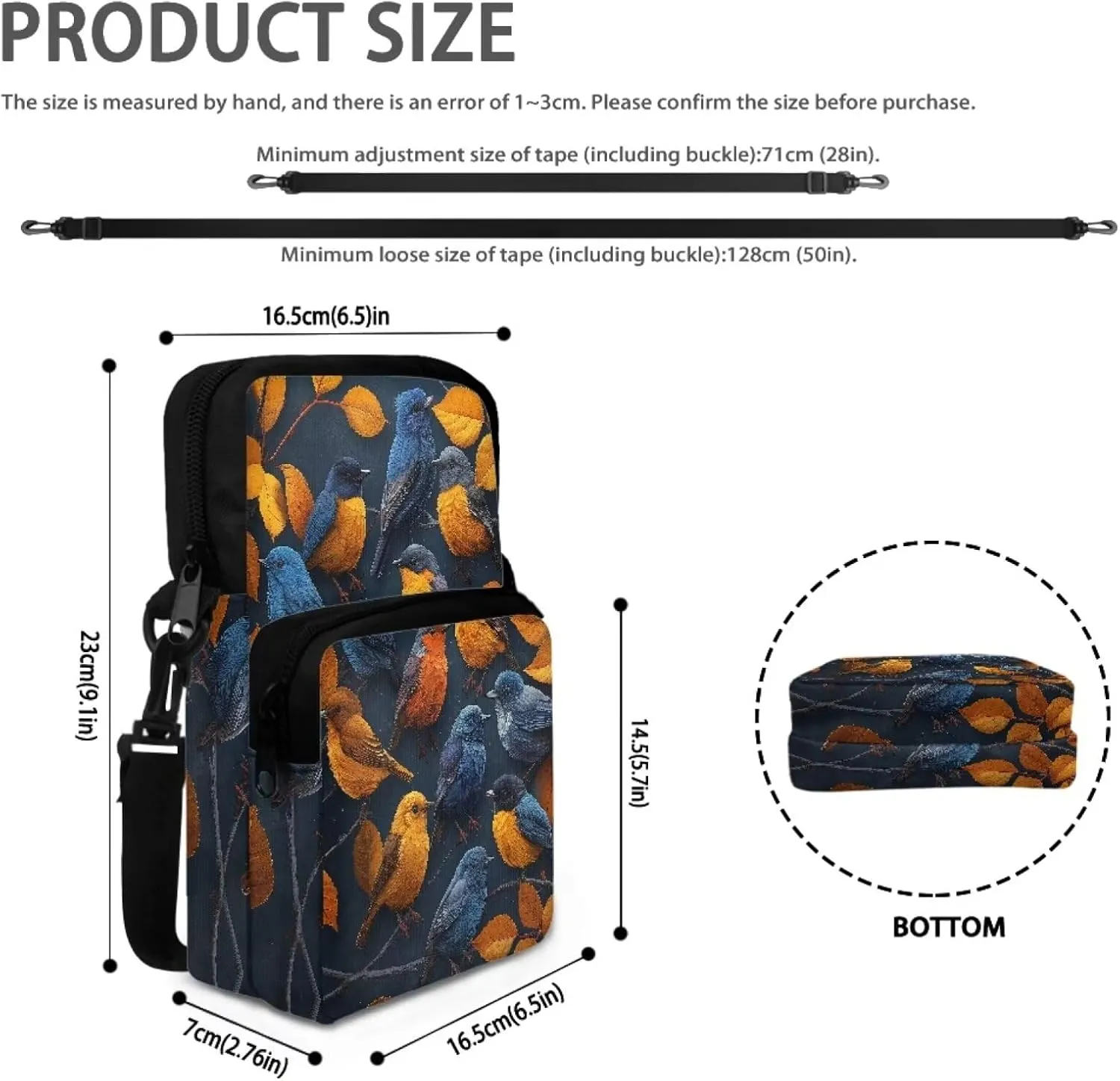 2 Layer Shoulder Bags Portable Satchel Crossbody Bag Chest Bag for Kids Girls Boys