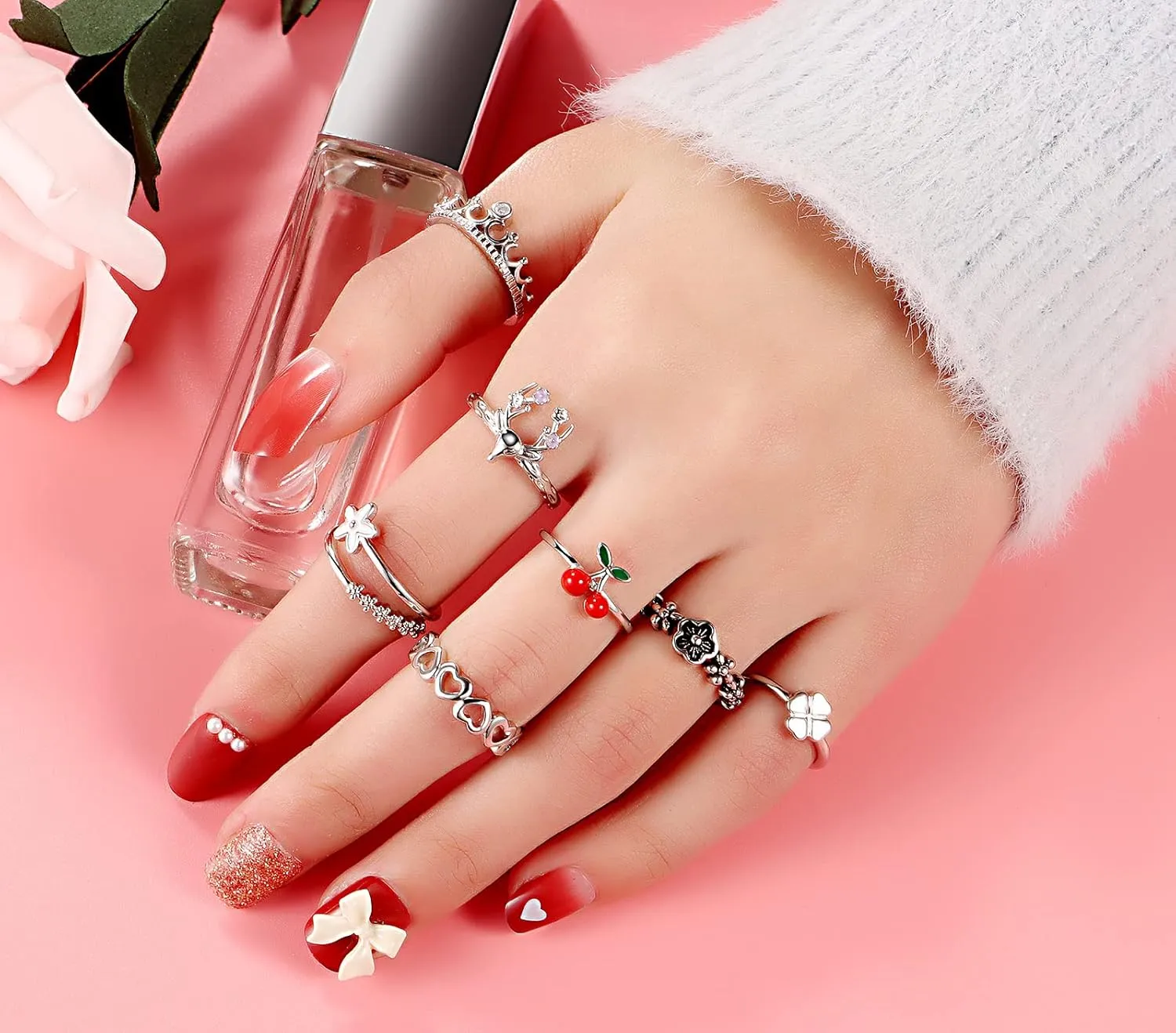 20 Pcs Adjustable Rings Set for Women - Finger Rings Pack Stackable Rings for Teens- Cute Rings for Teen Girls -in Gold and Silver Tone