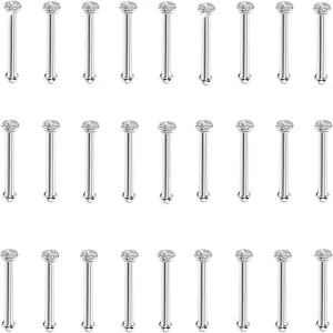 24-60pcs Nose Rings, Nose Studs, 18G-23G (1.5mm 1.8mm 2mm 2.5mm 3.0mm)