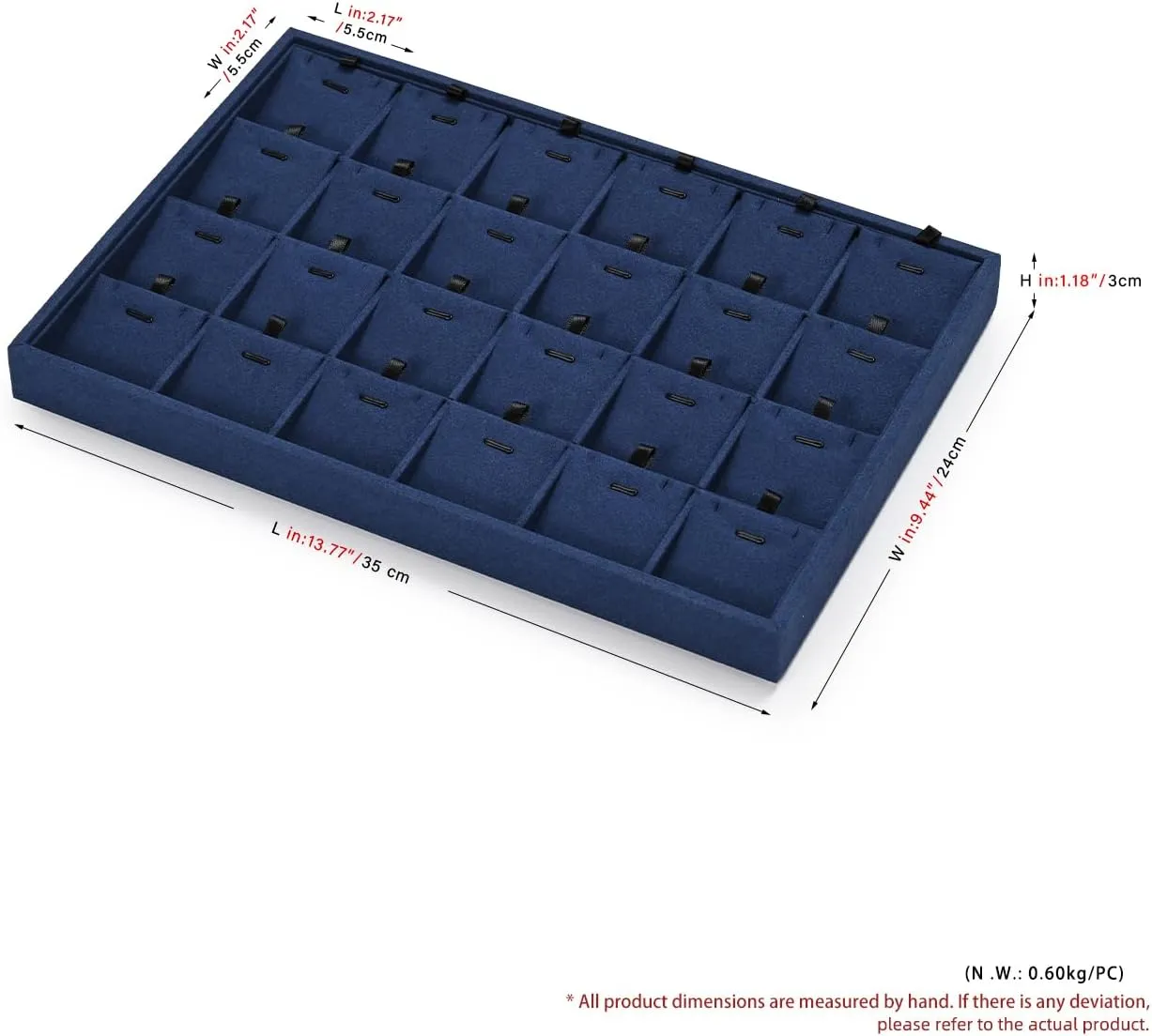 24 Grids Microfibrt Necklace Tray Jewelry Display Tray Necklace Holder Display Trays for Drawers With Removable Jewelery Cards Necklace Pendant Bracelet Storage Tray (Beige)