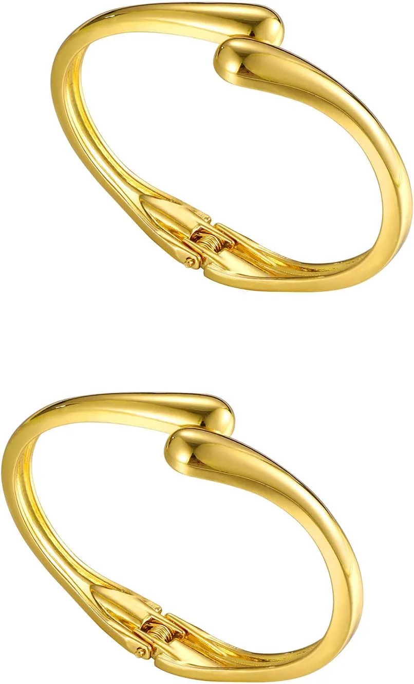 2PCS Gold Bangle Bracelets for Women Trendy Chunky Gold Cuff Bracelet Jewelry Gifts