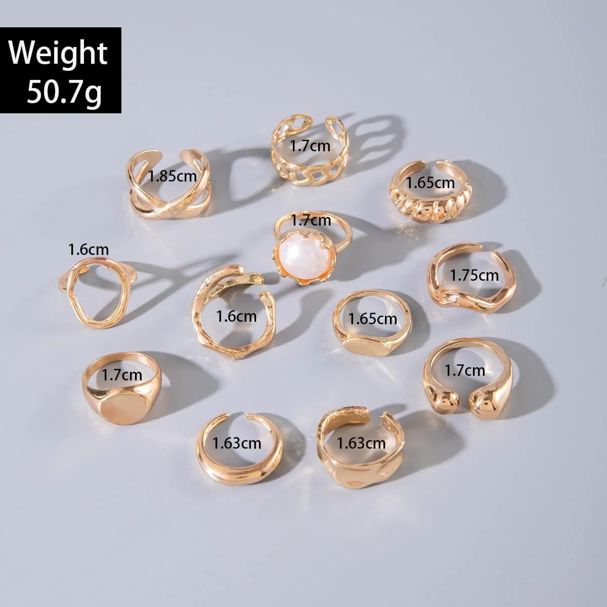 3-12PCS Gold Chunky Rings For Women 14K Gold Plated Stacking Ring Set Open Dome Knuckle Rings Adjustable Chunky Signet Rings Irregular Skeleton Geometric Stacking Ring Set