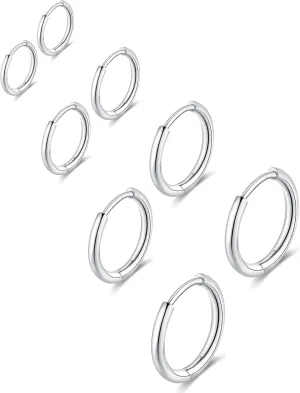 316L Surgical Stainless Steel Huggie Hoop Earrings 6mm 8mm 10mm 11mm 12mm 14mm Hypoallergenic Earrings Hoop Cartilage Helix Lobes Hinged Sleeper Earrings For Men Women