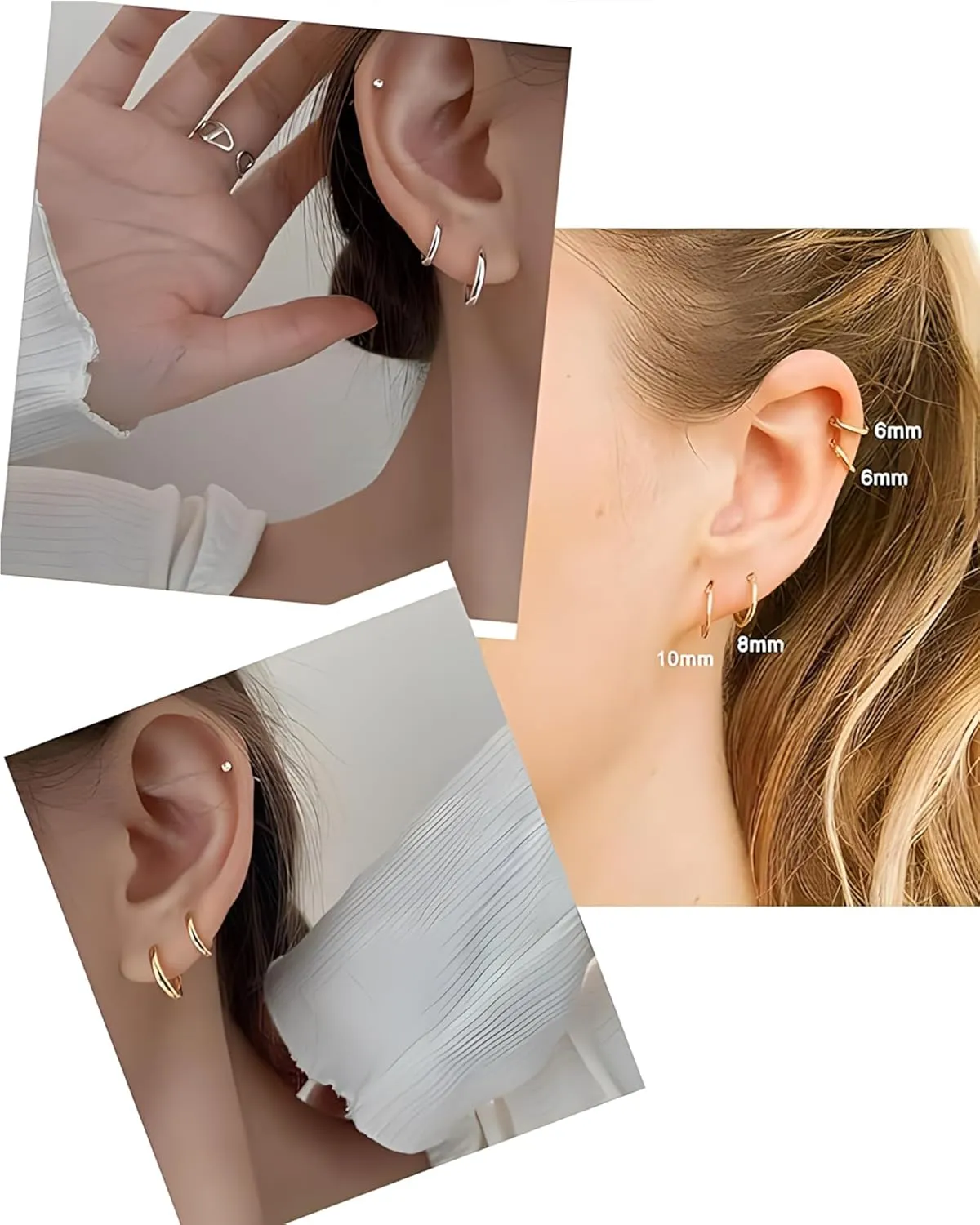 316L Surgical Stainless Steel Huggie Hoop Earrings 6mm 8mm 10mm 11mm 12mm 14mm Hypoallergenic Earrings Hoop Cartilage Helix Lobes Hinged Sleeper Earrings For Men Women