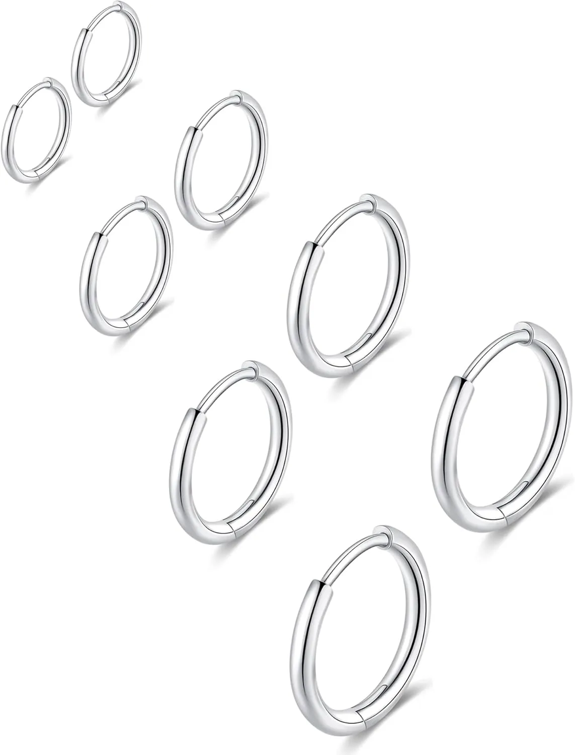316L Surgical Stainless Steel Huggie Hoop Earrings 6mm 8mm 10mm 11mm 12mm 14mm Hypoallergenic Earrings Hoop Cartilage Helix Lobes Hinged Sleeper Earrings For Men Women