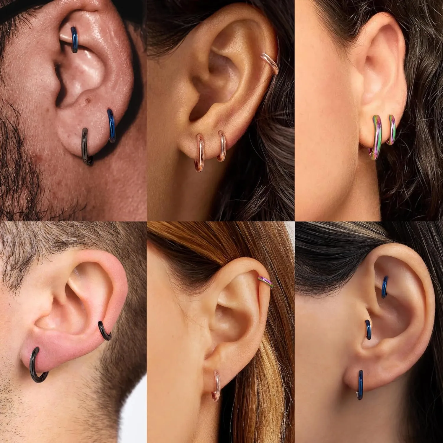 5 Pairs Small Gold Silver Hoop Earrings for Women Men,Hypoallergenic 316L Surgical Stainless Steel Earrings for Sensitive Ears,Cute Tiny Huggie Hoops Earrings Set for Multiple Piercing Jewelry Gift