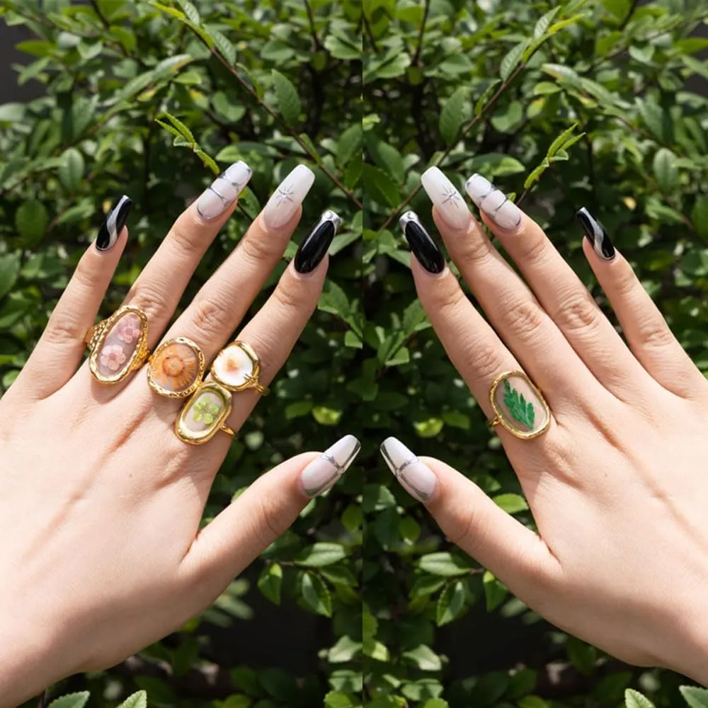 5pcs 18k Gold Plated Floral Adjustable Rings Chunky Gold Rings Vintage Jewelry Y2k Accessories Don't Tarnish Ring Set