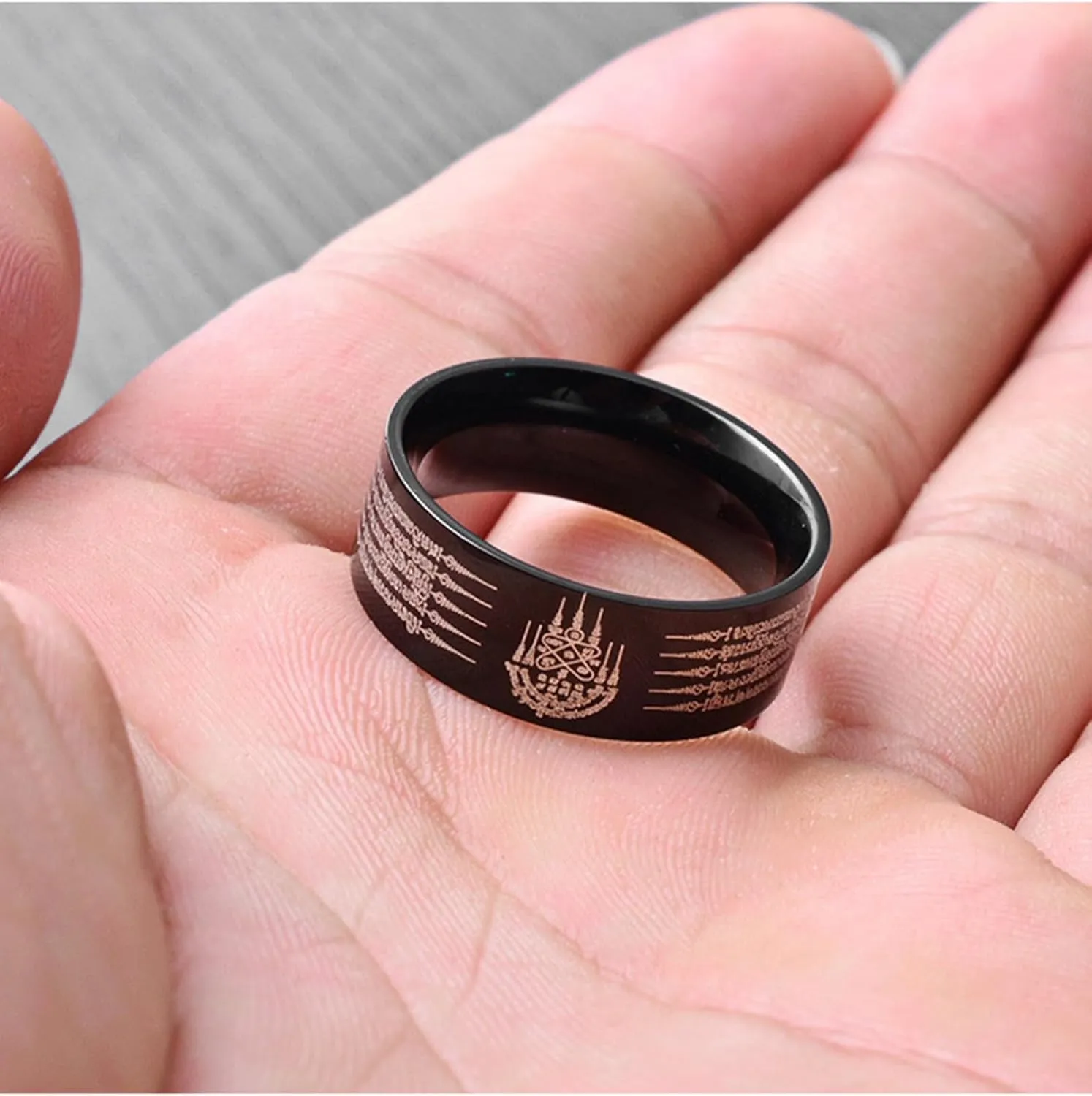 925 Sterling Silver Five Diamond Talismans 8mm Wide Ring Wedding Engagement Ring 18K Gold Micro Talisman Element Ring Fashion Faith Prayer Promise Ring Eternal Ring RYFF.00016
