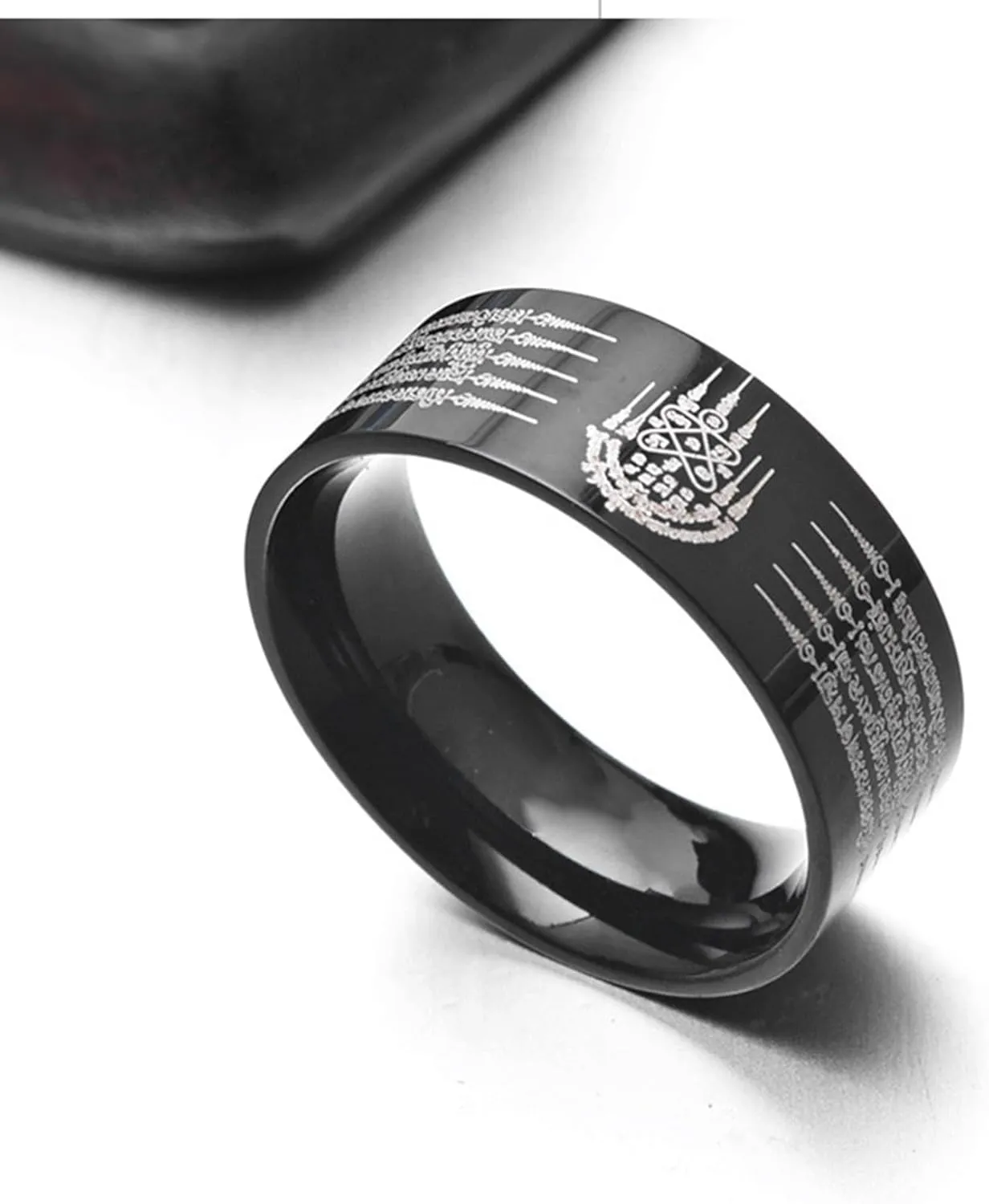 925 Sterling Silver Five Diamond Talismans 8mm Wide Ring Wedding Engagement Ring 18K Gold Micro Talisman Element Ring Fashion Faith Prayer Promise Ring Eternal Ring RYFF.00016