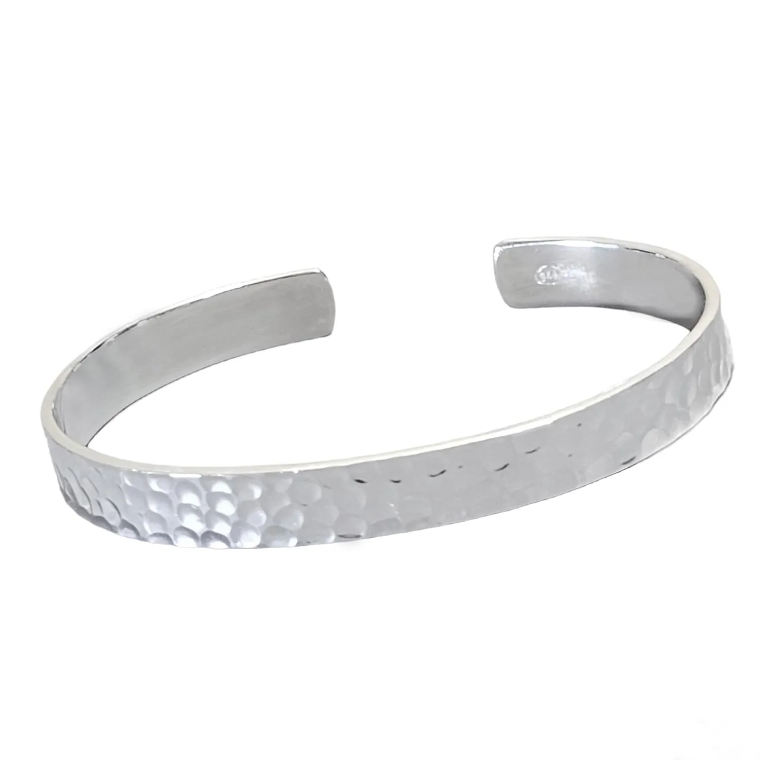 925 Sterling Silver Hammered Bangle Bracelet Hammered Style Cuff Bangle Bracelet for Women Ladies Girls Skinny Stackable BY ISHU JEWELLER (7, Silver)