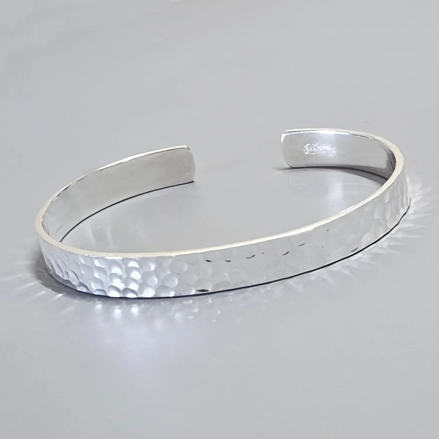 925 Sterling Silver Hammered Bangle Bracelet Hammered Style Cuff Bangle Bracelet for Women Ladies Girls Skinny Stackable BY ISHU JEWELLER (7, Silver)