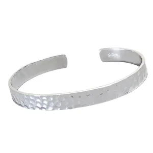 925 Sterling Silver Hammered Bangle Bracelet Hammered Style Cuff Bangle Bracelet for Women Ladies Girls Skinny Stackable BY ISHU JEWELLER (7, Silver)