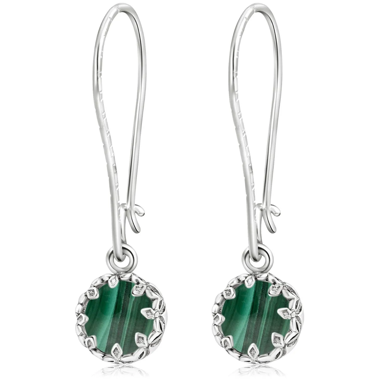 925 Sterling Silver Malachite Earrings for Women - May Birthstone Earrings for Women - Silver Drop Earrings for Women - Birthstone Jewelry - Formal Earrings for Women - Malachite Jewelry
