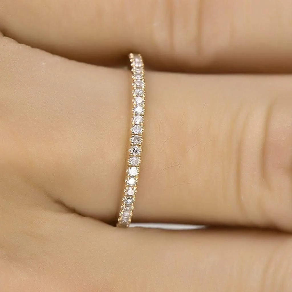 925 Sterling Silver Wedding Ring for Women Cubic Zirconia Inlaid Engagement Bands Eternity Promise Stackable Rings