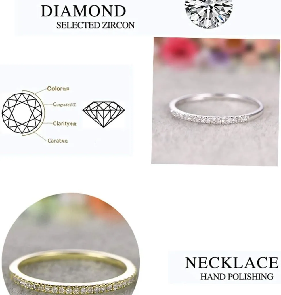 925 Sterling Silver Wedding Ring for Women Cubic Zirconia Inlaid Engagement Bands Eternity Promise Stackable Rings