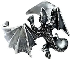 Adjustable Vintage Glow in the Dark Luminous Dragon Rings for Men Women Animal Open Rings (Antique Silver Blue and
