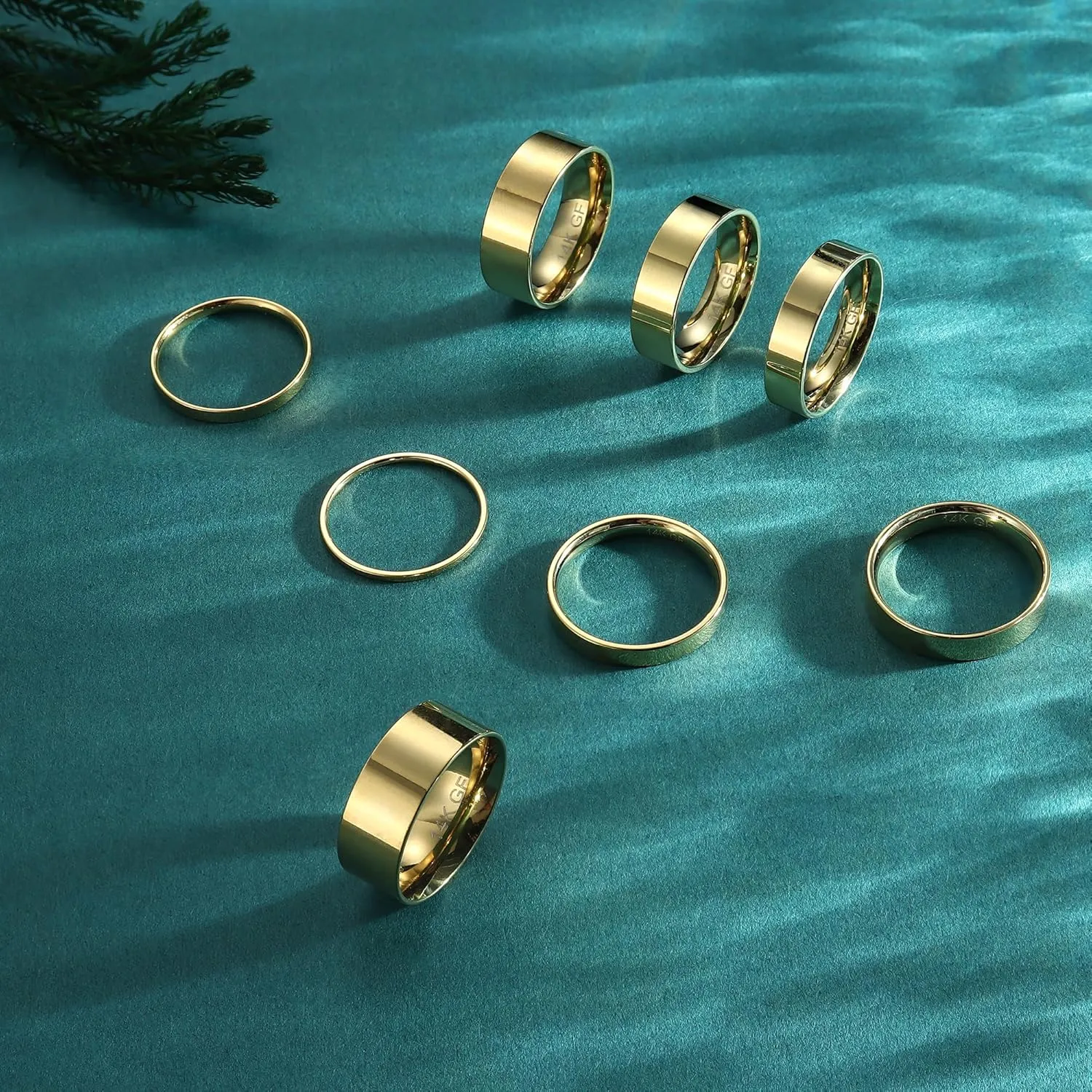 ADRAMATA 14K Gold Filled Stacking Rings - Set of Thin Band Plain Pinky & Thumb Finger Rings in Trendy Mid Statement Styles