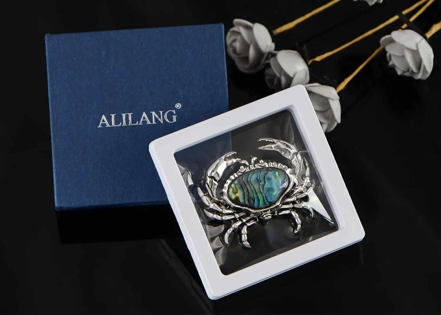 Alilang Abalone Shell Crab Sea Animal Brooch Pin & Pendant, Suit Lapel Pin for Valentine's Day Anniversary Birthday