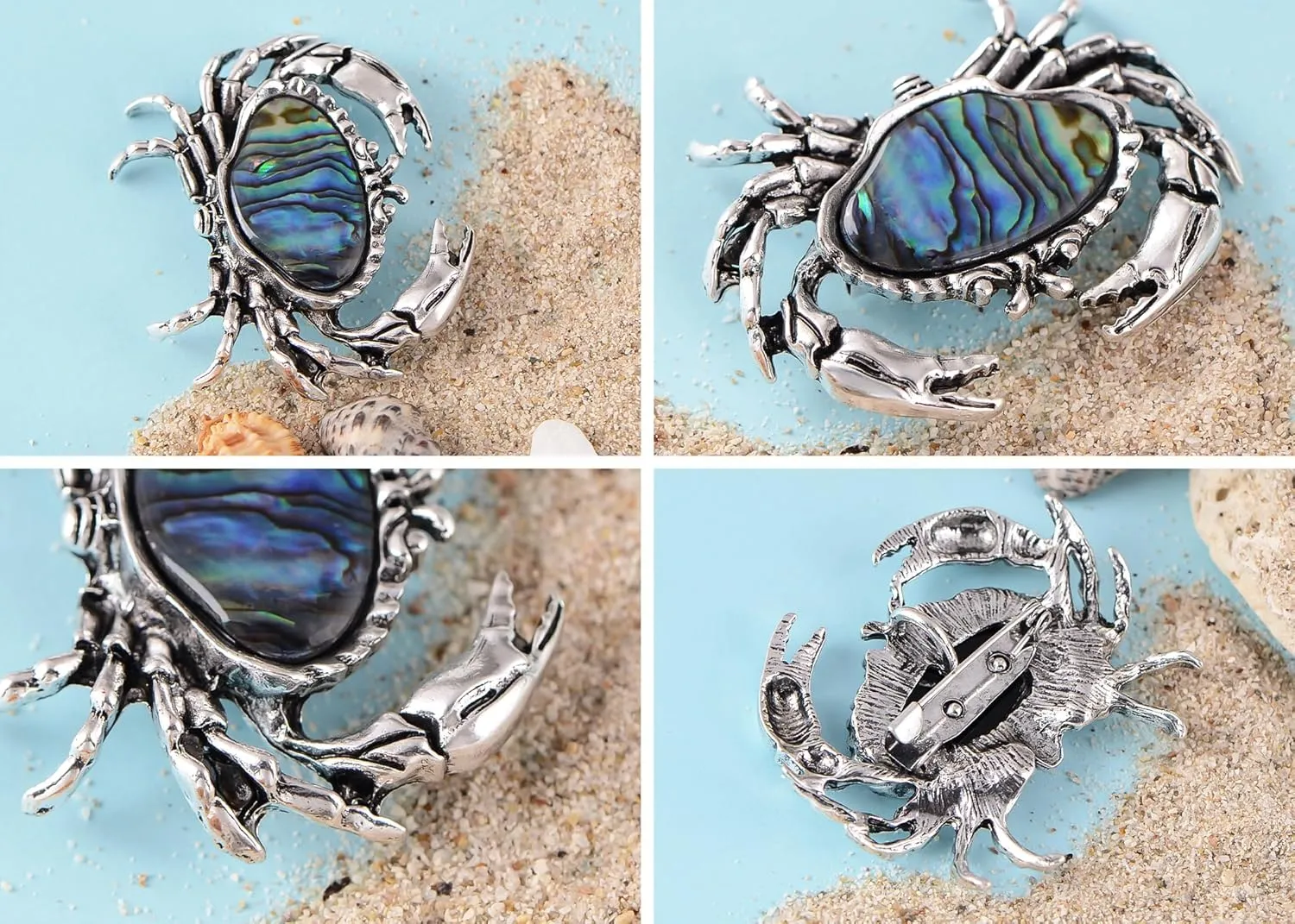 Alilang Abalone Shell Crab Sea Animal Brooch Pin & Pendant, Suit Lapel Pin for Valentine's Day Anniversary Birthday