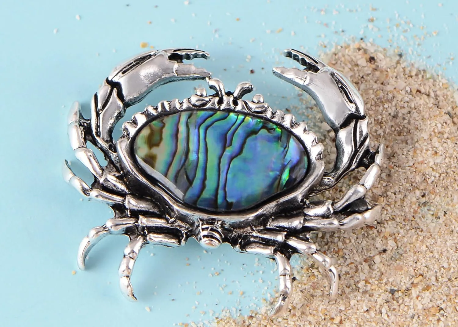 Alilang Abalone Shell Crab Sea Animal Brooch Pin & Pendant, Suit Lapel Pin for Valentine's Day Anniversary Birthday