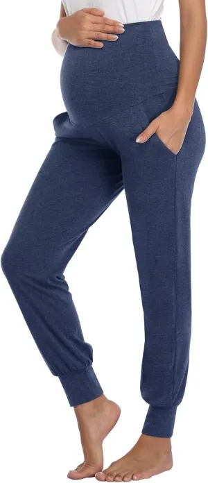 AMPOSH Women's Maternity Pants Stretchy Lounge Workout Pants Casual Loose Comfy Pregnancy Joggers with Pockets
