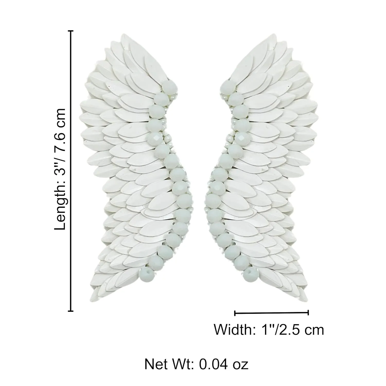 Angel wing earrings, Statement winged earrings, Prom Jewelry, Gold stud earrings, Bridal earrings, Unique metallic earrings for girls (White)