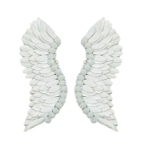Angel wing earrings, Statement winged earrings, Prom Jewelry, Gold stud earrings, Bridal earrings, Unique metallic earrings for girls (White)