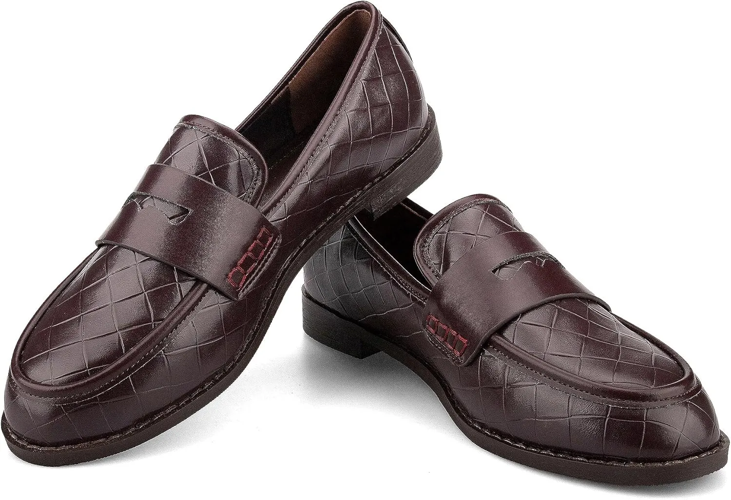 Arqa Penny Loafers for Women Comfortable Slip on Formal Work Flats Natural Raffia Woven Flats Dressy Casual Walking Shoes