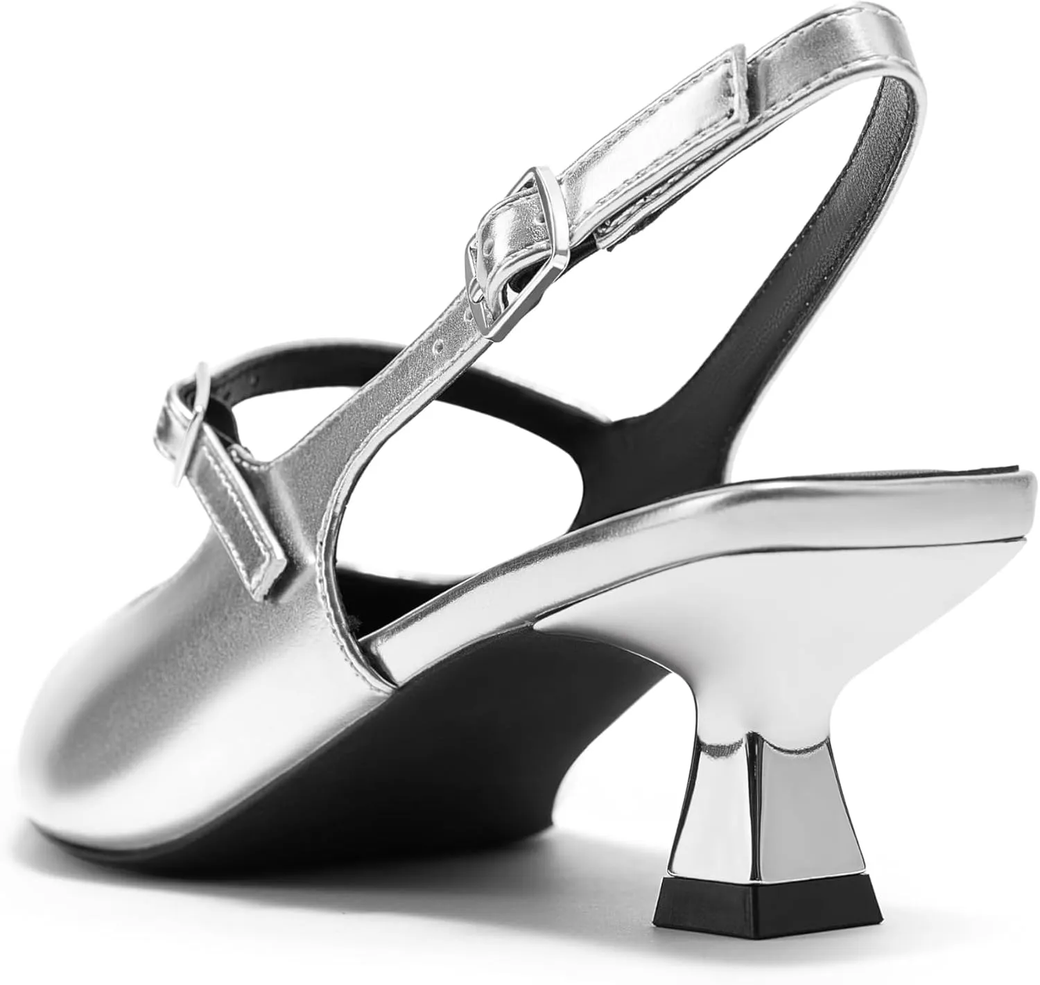 Arromic Women's Slingback Kitten Heel Pumps 2 Inch Mary Jane Strap Pointed Toe Dress Shoes for Wedding Work Daily Wear (Black/Nude/Red/Silver/White)