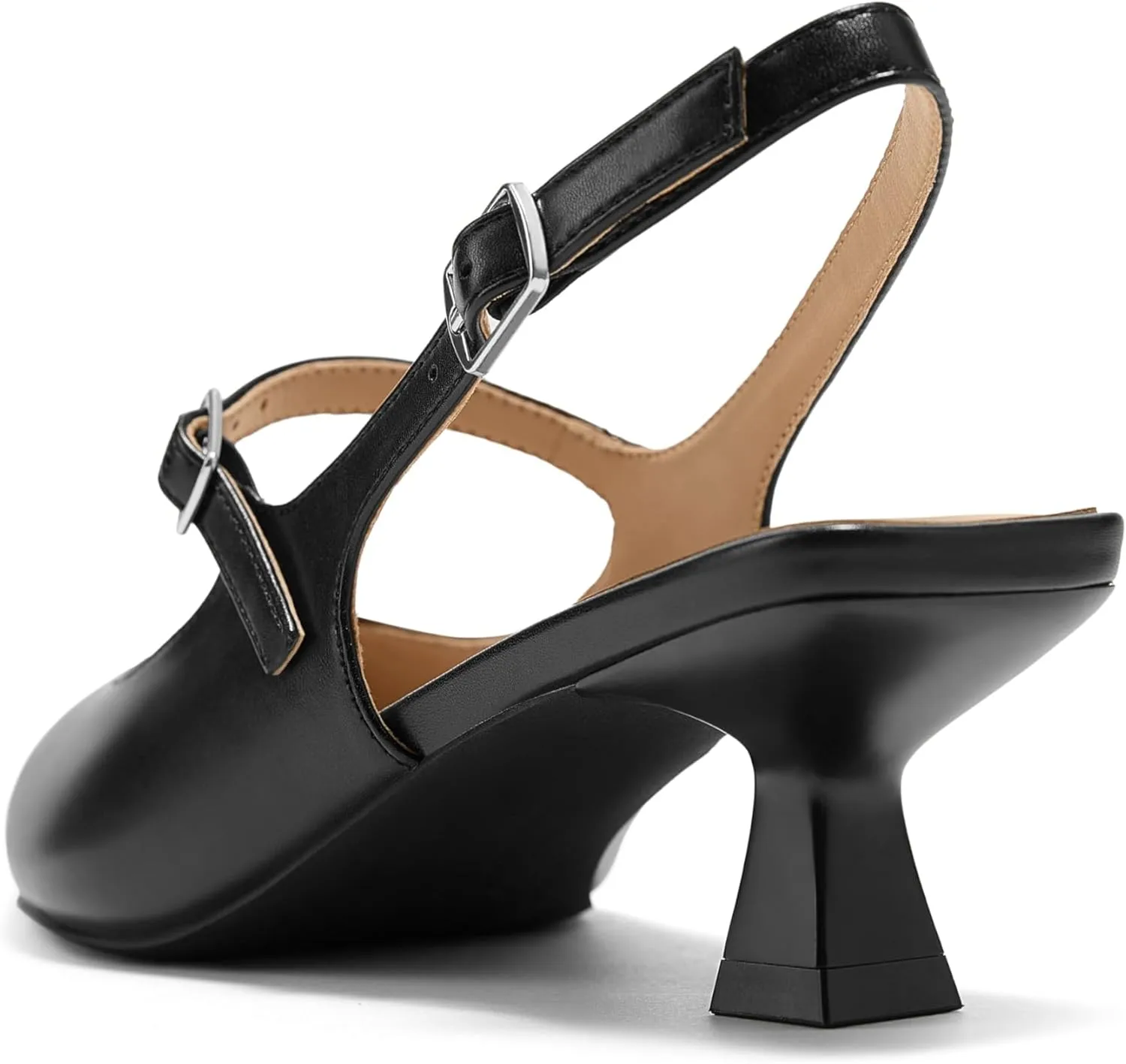 Arromic Women's Slingback Kitten Heel Pumps 2 Inch Mary Jane Strap Pointed Toe Dress Shoes for Wedding Work Daily Wear (Black/Nude/Red/Silver/White)