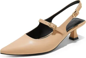Arromic Women's Slingback Kitten Heel Pumps 2 Inch Mary Jane Strap Pointed Toe Dress Shoes for Wedding Work Daily Wear (Black/Nude/Red/Silver/White)