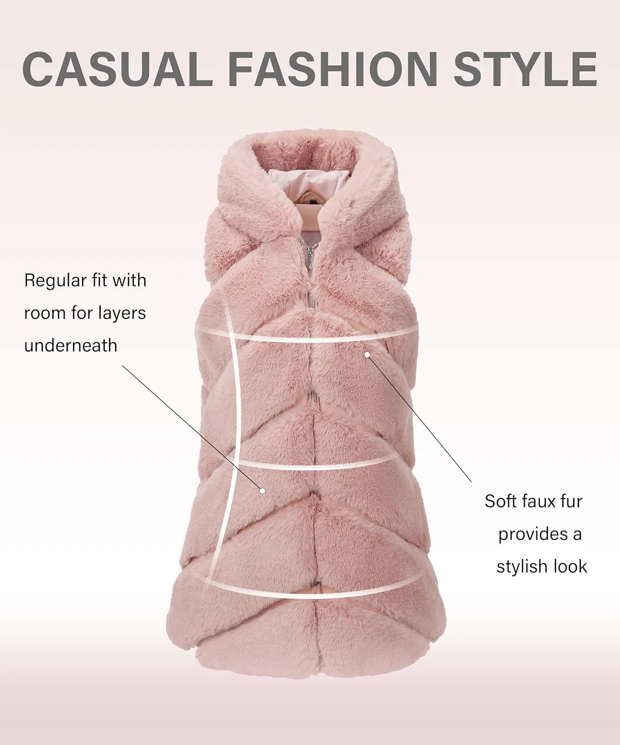 Bellivera Women's Faux Fur Vest Sherpa Fleece Gilet Sleeveless Casual Hooded Jacket Shearling Warm Fluffy Coat